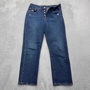 Levis Jeans 501 Womens W27 L26 Dark Blue Original Fit Straight Leg Button Fly
